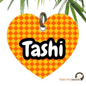 Customized Engraved Pet Name Collar Tags | Unique Cute Resin Dog ID Tags | Personalized Cat ID Tags | Heart Shaped Tags | Paw Print Chess Heart Orange & Yellow Golden Grid Heart ID | Amber Blaze Chessboard Tangerine Tango Sunburst Square - Sunny Checkmate