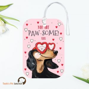 Personalized Resin Luggage Tag Keychain | Custom Luggage Bag Tag for Pet Lover | Carryon Luggage Tag | Pawsome Hearts Travel Accessory | Heart & Paws Pink Luggage Tag | Furry Love Travel Tag | Gift for Dog Lover - Pawsome Love Resin Luggage Tag