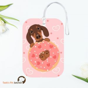 Personalized Resin Luggage Tag Keychain | Custom Luggage Bag Tag for Pet Lover | Carryon Luggage Tag | Donut Distinction | Paws & Sprinkles | Sweet Paws Donut Tag | Paws and Pastry Luggage Tag | Pup in a Donut | Sweet Escape Pup - Donut Worry Travel Happy