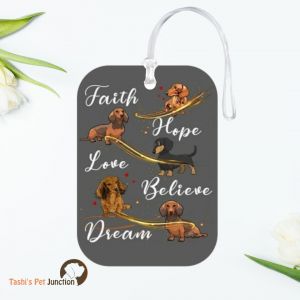 Personalized Resin Luggage Tag Keychain | Custom Luggage Bag Tag for Pet Lover | Carryon Luggage Tag | Doxie Dreams Travel Tag | Dachshund Delight Bag Tag | Dreamy Dachshunds Travel Tag | Dachshund Wanderlust Tag - Faith, Hope, Love Doxie Tag