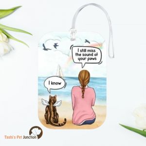 Personalized Resin Luggage Tag Keychain | Custom Luggage Bag Tag for Pet Lover | Carryon Luggage Tag | Gift for the Traveler | Eternal Beachside Memories Tag | Oceanic Paw Remembrance Tag | Ocean's Whisper Remembrance Tag - Angel Dog Beach Tag