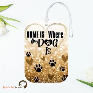 Personalized Resin Luggage Tag Keychain | Custom Luggage Bag Tag for Pet Lover | Carryon Luggage Tag | Heart & Paws Glitter Tag | Glittering Paws Travel Tag | Golden Heart Pet Parent Tag | Pawfect Home Travel Tag | Gold Sparkle - Golden Paws Luggage Tag