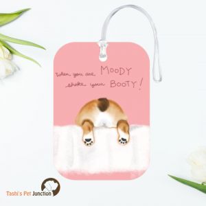 Personalized Resin Luggage Tag Keychain | Custom Luggage Bag Tag for Pet Lover | Carryon Luggage Tag | Paw-some Booty Tag | Moody Pup Travel Tag | Puppy Tush Travel Buddy | Shake That Tail Tag | Tail-Wagger Travel Tag - Booty Shake Luggage Tag