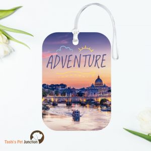 Personalized Resin Luggage Tag Keychain | Custom Luggage Bag Tag for Pet Lover | Carryon Luggage Tag | Royal Waters | Regal Wanderlust Palace and Boat Travel Tag | Palace Escape | Dreamscape: Majestic Resin Luggage  - Lakeview Journey Adventure Awaits Tag