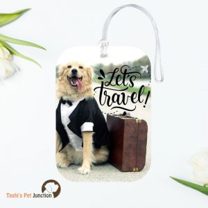 Personalized Resin Luggage Tag Keychain | Custom Luggage Bag Tag for Pet Lover | Carryon Luggage Tag | Traveling Tuxedo Tag | Dapper Dog Luggage Tag | Sophisticated Pup Luggage Tag | Refined Retriever Luggage Tag - Tuxedo Pup Luggage Tag