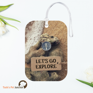 Personalized Resin Luggage Tag Keychain | Custom Luggage Bag Tag for Pet Lover | Carryon Luggage Tag | Beach Rock Luggage Tag | Let’s Go Explore Tag | Beach Travel Tag | Sandy Trails Explorer’s Luggage Tag | Voyage Compass - Sands of Adventure Travel Tag