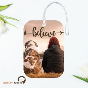 Personalized Resin Luggage Tag Keychain | Custom Luggage Bag Tag for Pet Lover | Carryon Luggage Tag | Belief in Travel | Wanderlust with a Friend | Faithful Journey Tag | Canine Serenity Tag | Believe in Adventure - Copper Dreamer Luggage Tag