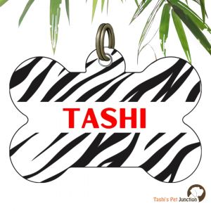 Customized Engraved Pet Name Collar Tags | Unique Cute Resin Dog ID Tags | Personalized Cat ID Tags | Animal Print Tags | Wild Stripe Jungle Roar & Rescue Bone ID | Safari Fierce Paws ID | Tiger Tails Custom Bold Stripes Urban Jungle Pet ID - Tiger (Bone)