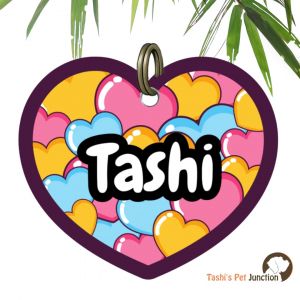 Customized Engraved Pet Name Collar Tags | Unique Cute Resin Dog ID Tags | Personalized Cat ID Tags | Heart Shaped Tags | Vibrant Rainbow Snuggle Pet Love Prism | Multicolour Cuddle Core Pawfect Love Layers Overlapping Hearts ID - Trio Love Heart Stack
