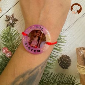 Custom Photo Rakhi for Siblings | Sparkling Sibling Rakhi | Radiant Sibling Rakhi | Fur & Family Rakhi | Glimmering Sibling Love Rakhi | Resin Photo Customized Rakhi - Dual Color Sibling Rakhi