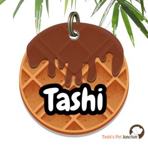 Customized Engraved Pet Name Collar Tags | Unique Cute Resin Dog ID Tags | Personalized Cat ID Tags | Food Theme Foodie Dog Tags | Kawaii Choco Bite Pet ID | Chocolate Drizzle Choco Snout Pet ID | Kawaii Choco Brownie Waffle Buddy - Choco Waffle