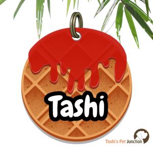  Customized Engraved Pet Name Collar Tags | Unique Cute Resin Dog ID Tags | Personalized Cat ID Tags | Food Theme Foodie Dog Tags | Kawaii Waffle Charm Love Pet ID | Sweet Treat Red Velvet Bites Pet ID | Wafflelicious Dessert Collar - Red Velvet Waffle
