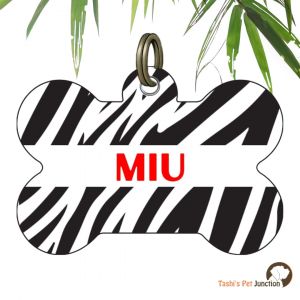 Customized Engraved Pet Name Collar Tags | Unique Cute Resin Dog ID Tags | Personalized Cat ID Tags | Animal Print Tags | Zebra Bone Pawsonality Wild Stripes Pet ID | Wild Safari Vibes Monochrome Mooch Bold Stripes Jungle Dash ID - Zebra (Bone)